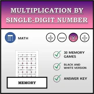 Memory matching game: Multiplication by Single-Digit Number