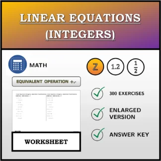 Worksheet: Linear Equations (Integers), Equivalent Transformation (Addition, Subtraction)