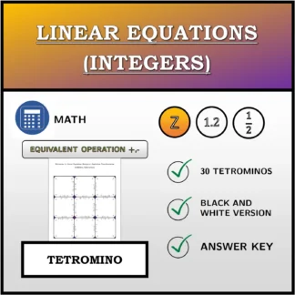 Tetromino: Linear Equations (Integers), Equivalent Transformation (Addition, Subtraction)