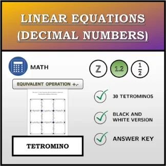 Tetromino: Linear Equations (Decimal Numbers), Equivalent Transformation (Addition, Subtraction)