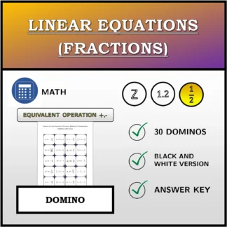 Domino: Linear Equations (Fractions), Equivalent Transformation (Addition, Subtraction)