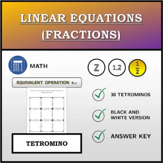 Tetromino: Linear Equations (Fractions), Equivalent Transformation (Addition, Subtraction)