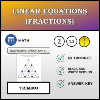 Trimino: Linear Equations (Fractions), Equivalent Transformation (Addition, Subtraction)