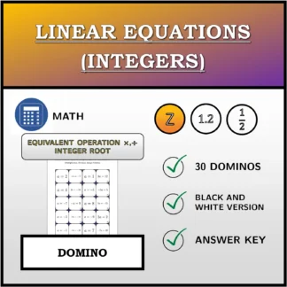 Domino: Linear Equations (Integers), Equivalent Transformation (Multiplication, Division), Integer Solution