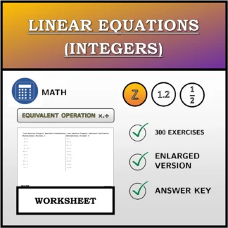 Worksheet: Linear Equations (Integers), Equivalent Transformation (Multiplication, Division)