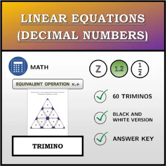 Trimino: Linear Equations (Decimal Numbers), Equivalent Transformation (Multiplication, Division)