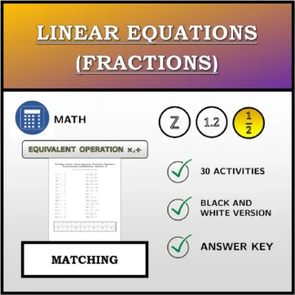 Matching activity: Linear Equations (Fractions), Equivalent Transformation (Multiplication, Division)