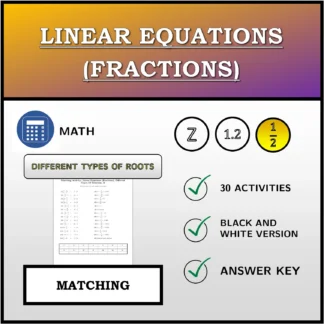Matching activity: Linear Equations (Fractions), Different Types Of Solutions