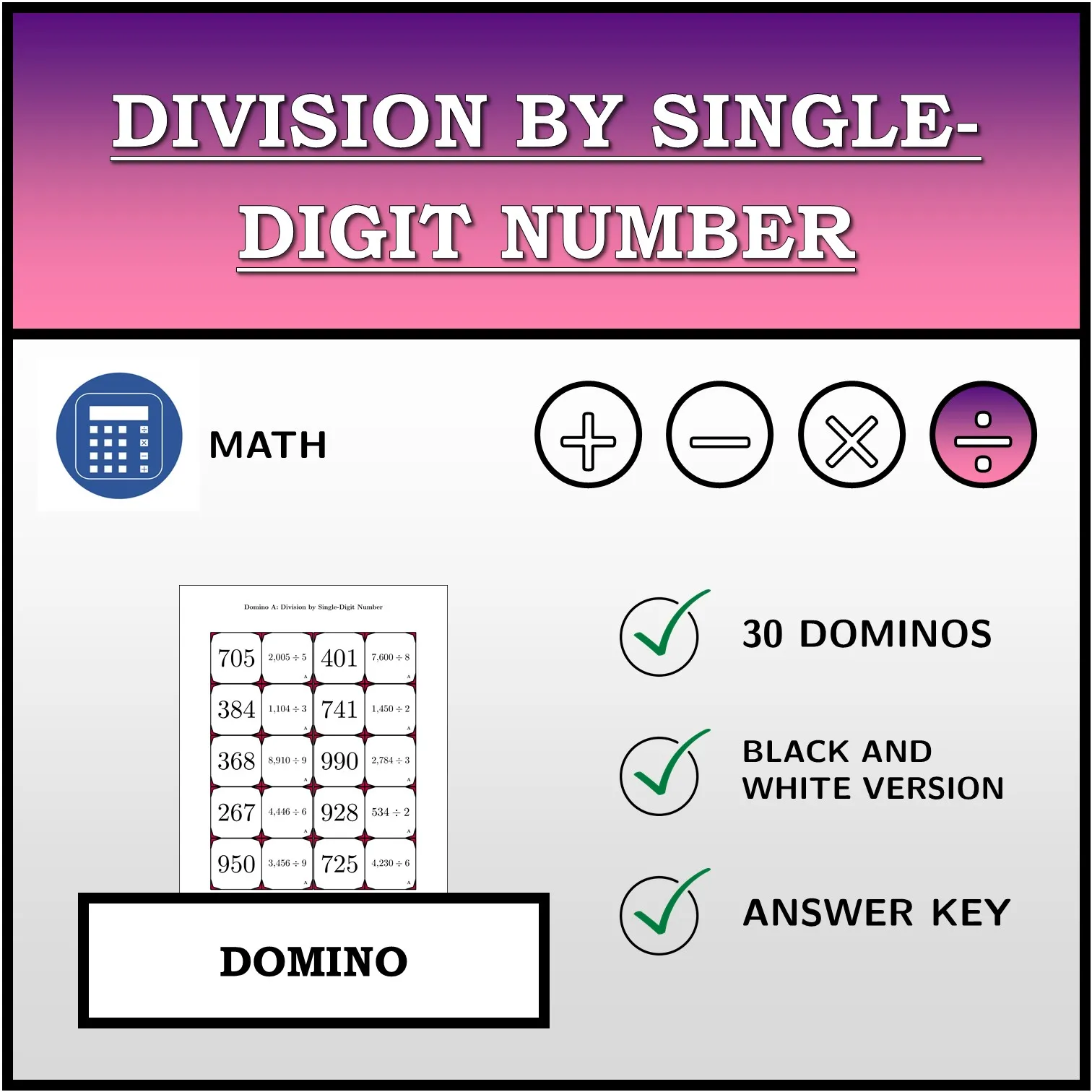 Domino: Division by Single-Digit Number
