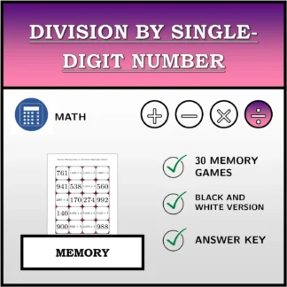 Memory matching game: Division by Single-Digit Number