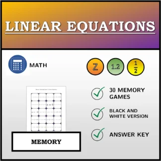 Memory matching game: Linear Equations