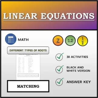 Matching activity: Linear Equations, Different Types Of Solutions