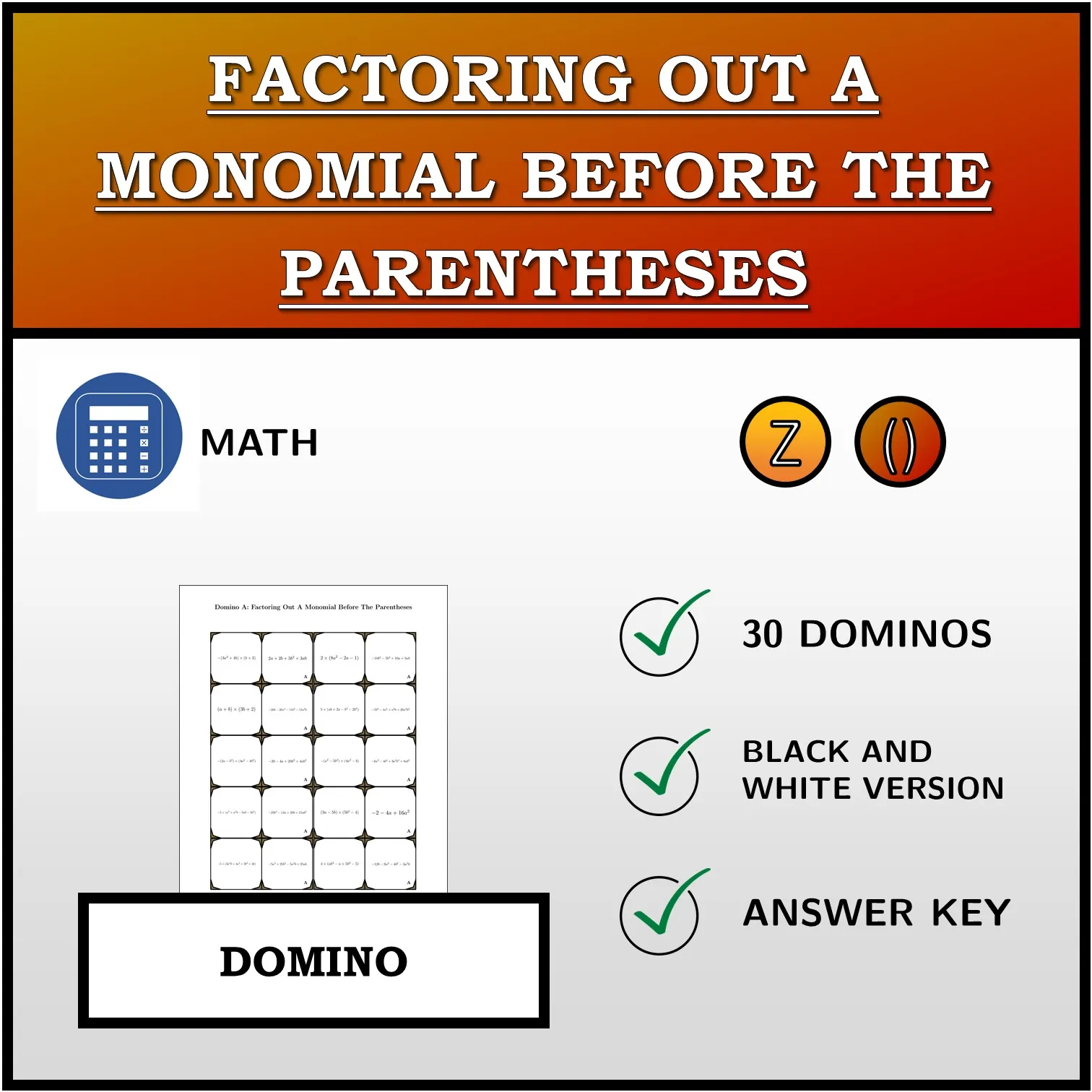 Domino: Factoring Out A Monomial Before The Parentheses
