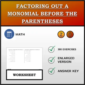 Worksheet: Factoring Out A Monomial Before The Parentheses