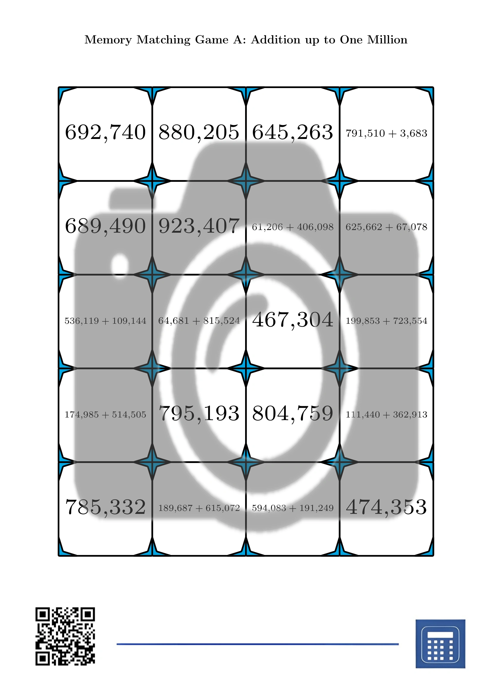 Memory matching game: Addition up to One Million - Image 2
