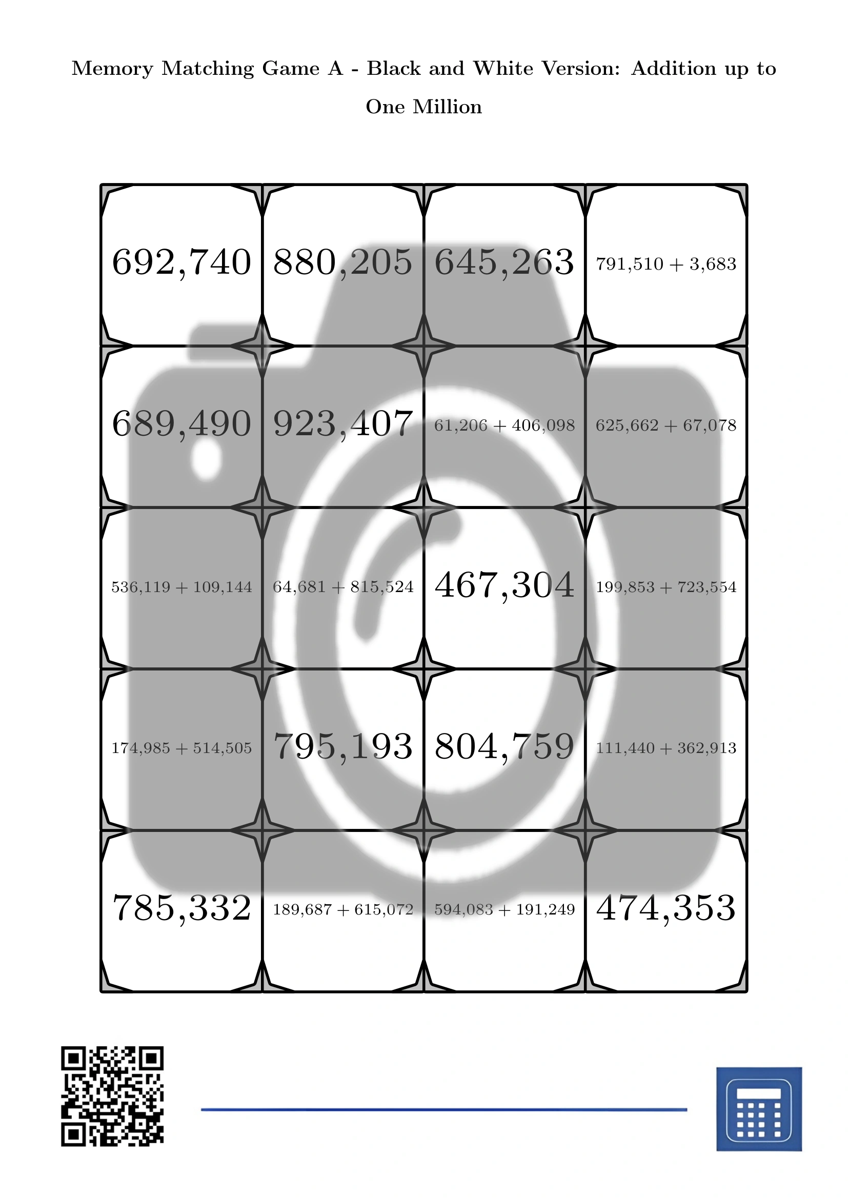 Memory matching game: Addition up to One Million - Image 3