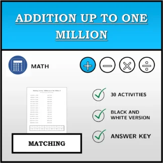 Matching activity: Addition up to One Million