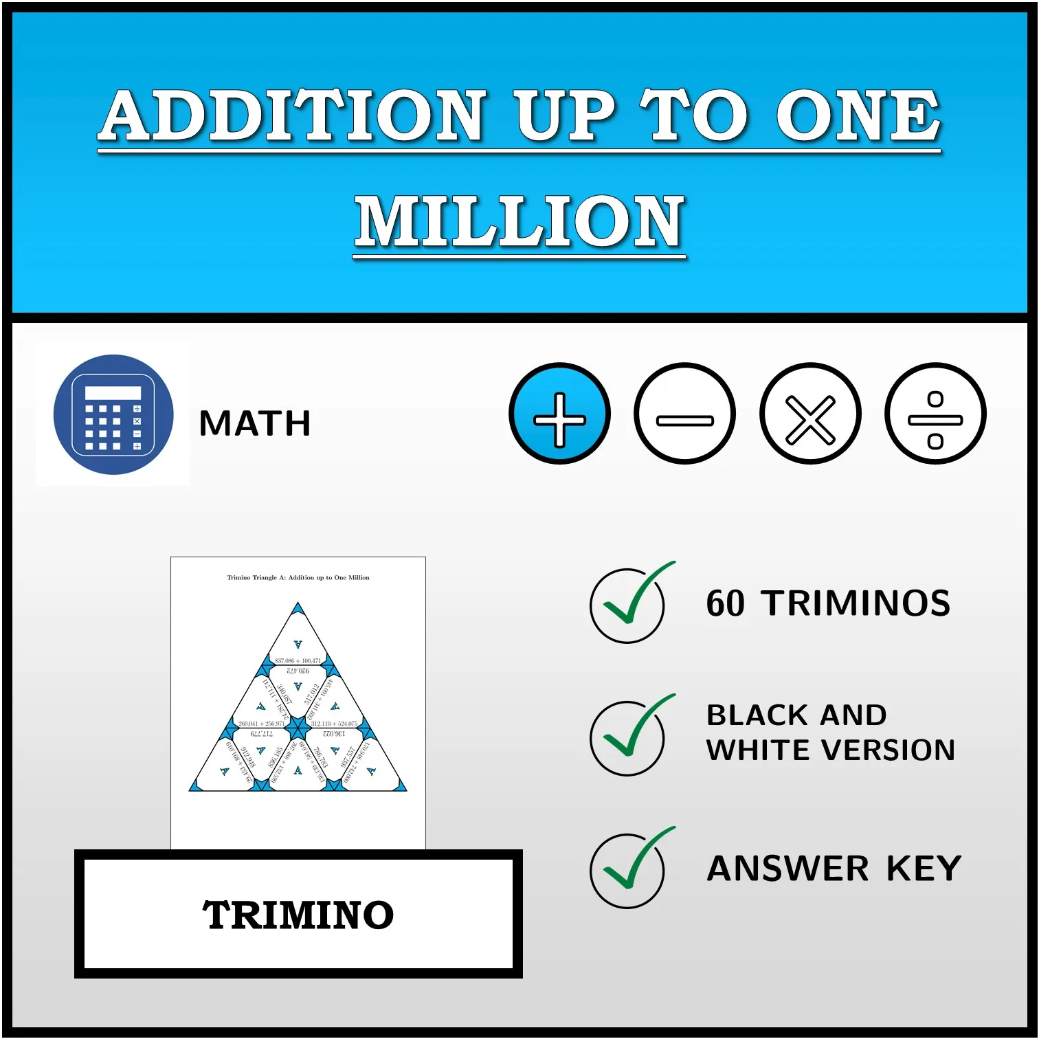 Trimino: Addition up to One Million