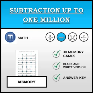 Memory matching game: Subtraction up to One Million