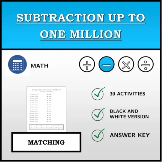 Matching activity: Subtraction up to One Million