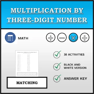 Matching activity: Multiplication by Three-Digit Number