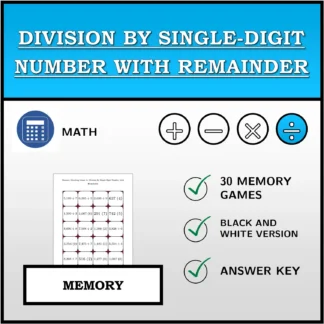 Memory matching game: Division by Single-Digit Number with Remainder