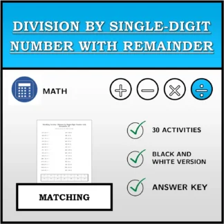 Matching activity: Division by Single-Digit Number with Remainder
