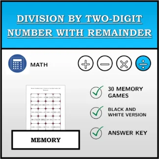 Memory matching game: Division by Two-Digit Number with Remainder