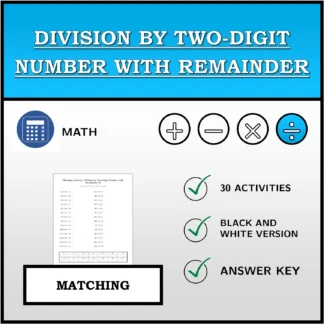 Matching activity: Division by Two-Digit Number with Remainder