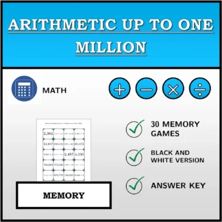 Memory matching game: Arithmetic up to One Million