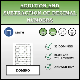 Domino: Addition and Subtraction of Decimal Numbers