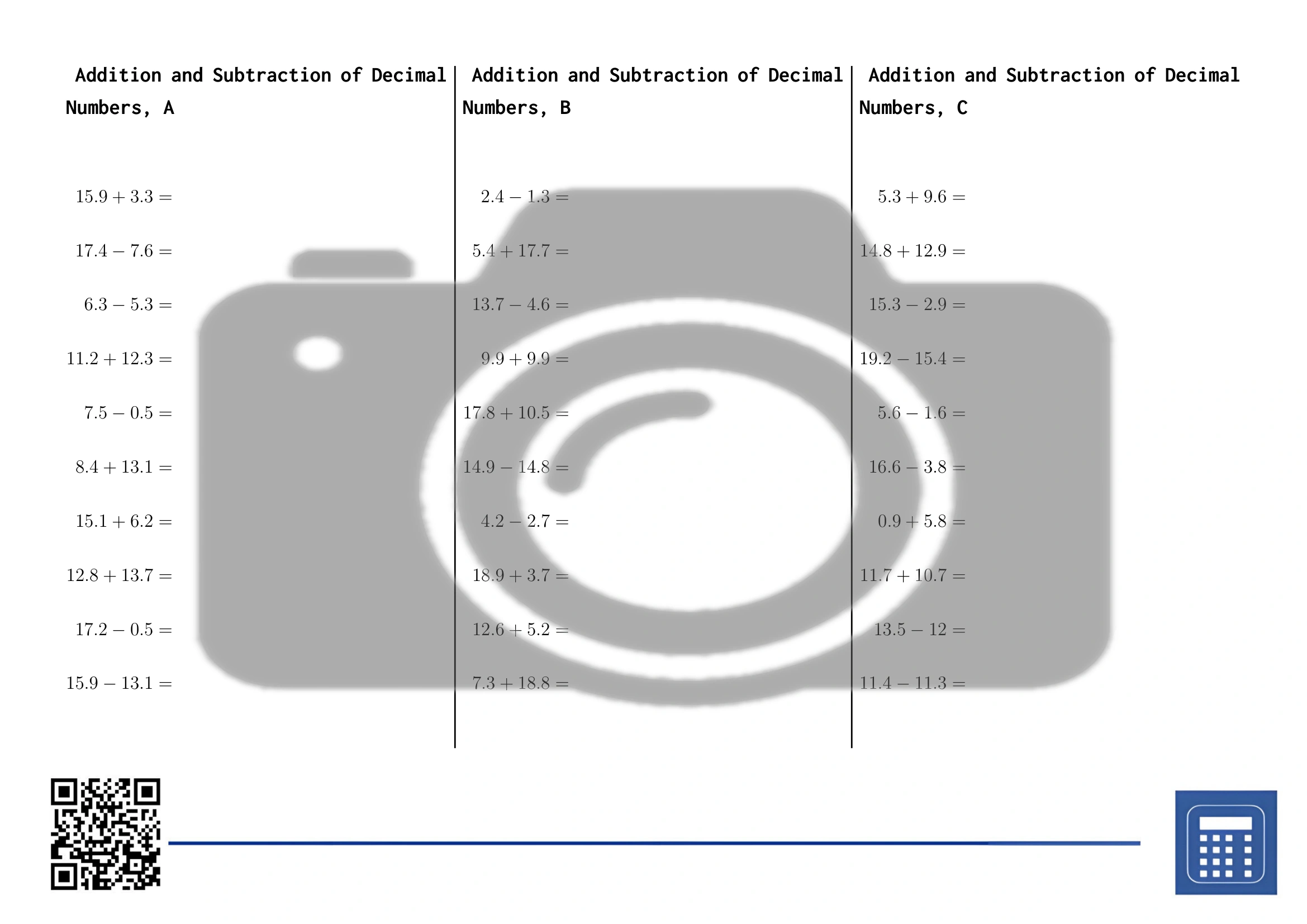 Worksheet: Addition and Subtraction of Decimal Numbers - Image 2
