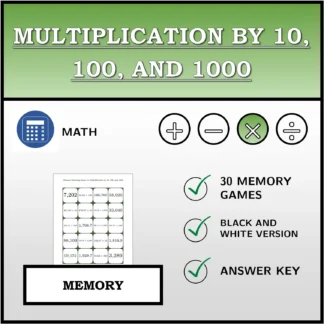Memory matching game: Multiplication by 10, 100, and 1000
