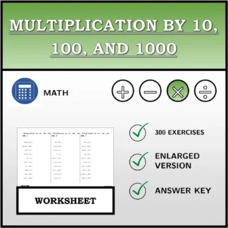 Worksheet: Multiplication by 10, 100, and 1000