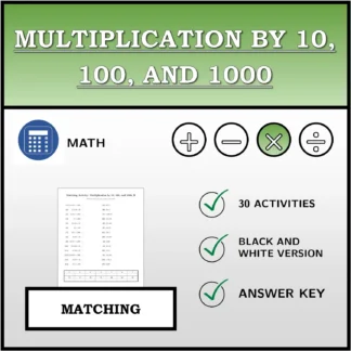 Matching activity: Multiplication by 10, 100, and 1000
