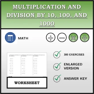Worksheet: Multiplication and Division by 10, 100, and 1000