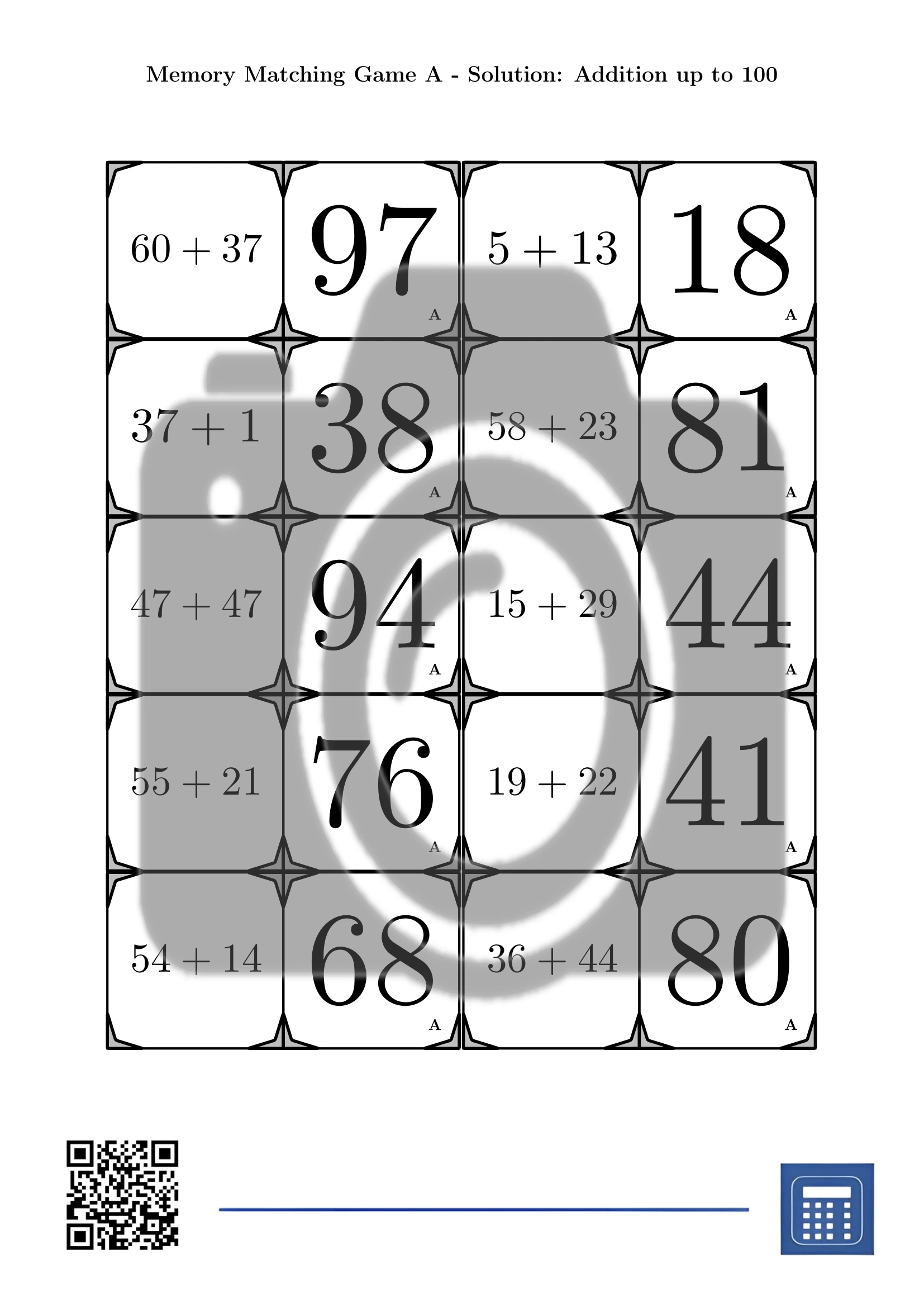Memory matching game: Addition up to 100 - Image 4