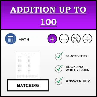 Matching activity: Addition up to 100