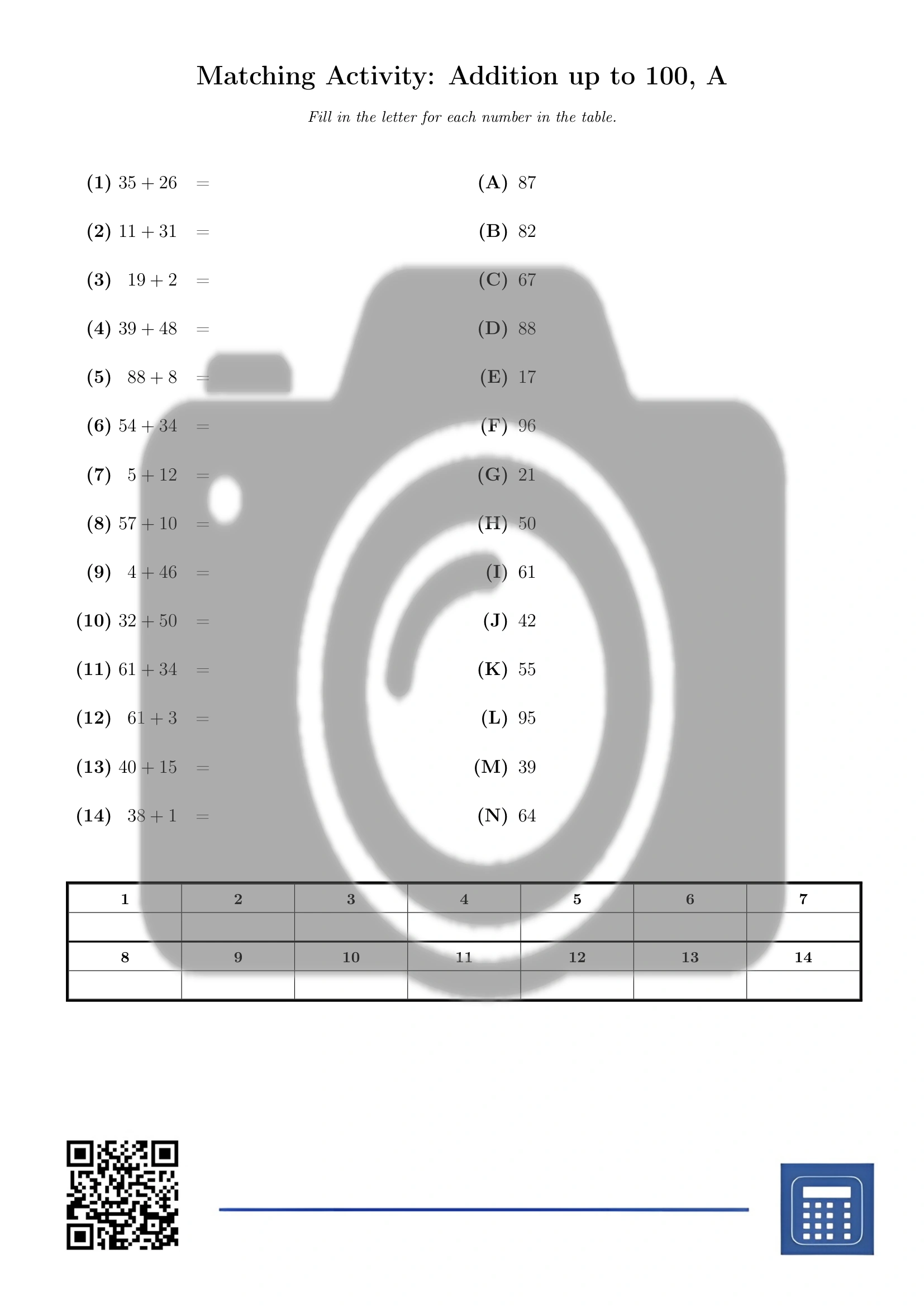 Matching activity: Addition up to 100 - Image 2