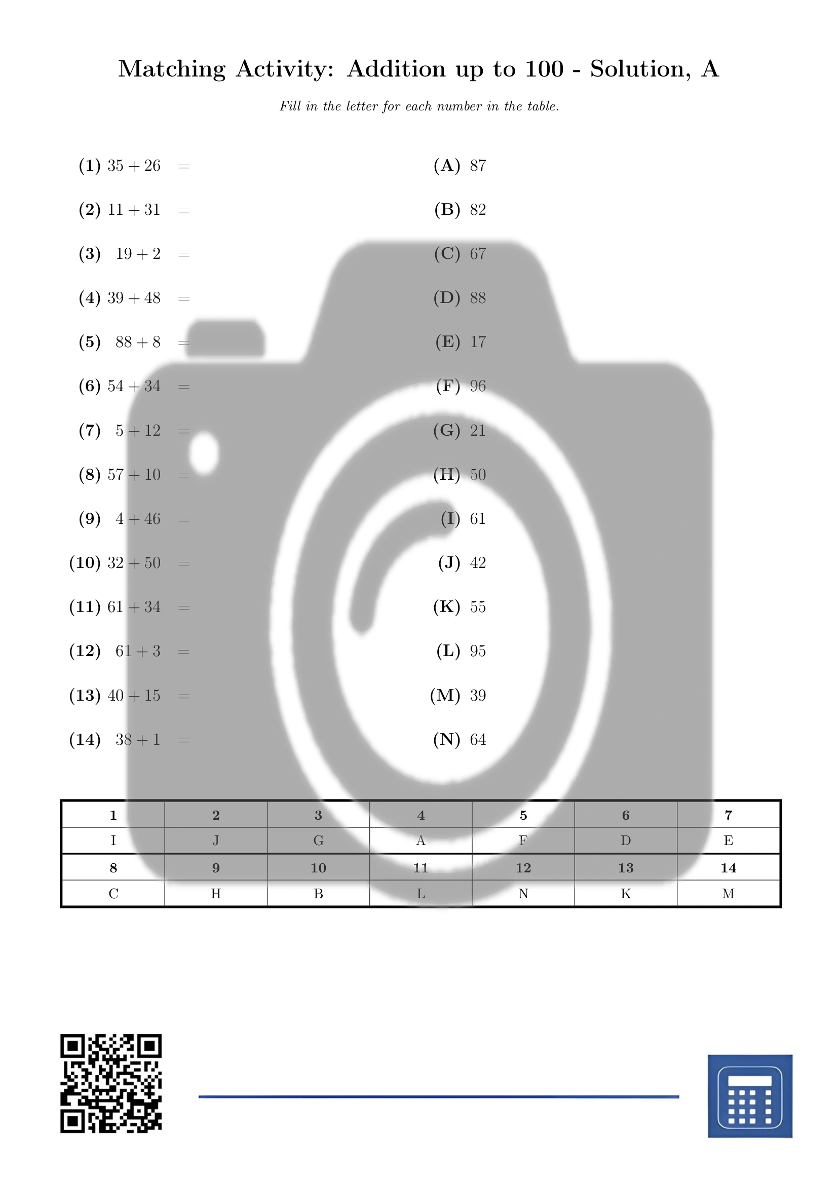 Matching activity: Addition up to 100 - Image 3