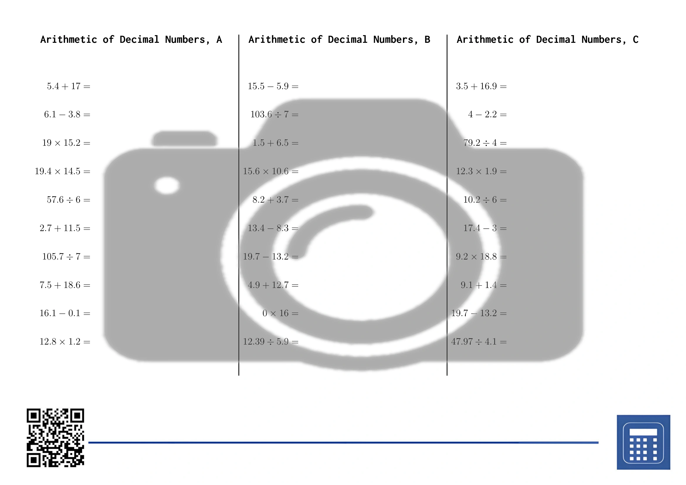 Worksheet: Arithmetic of Decimal Numbers - Image 2