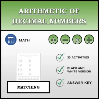 Matching activity: Arithmetic of Decimal Numbers