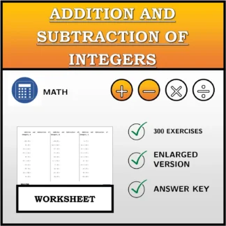 Worksheet: Addition and Subtraction of Integers