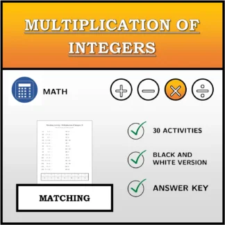 Matching activity: Multiplication of Integers
