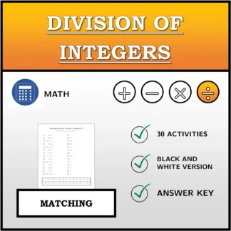 Matching activity: Division of Integers
