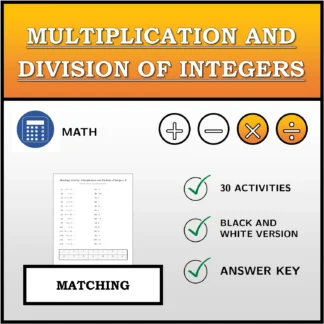 Matching activity: Multiplication and Division of Integers