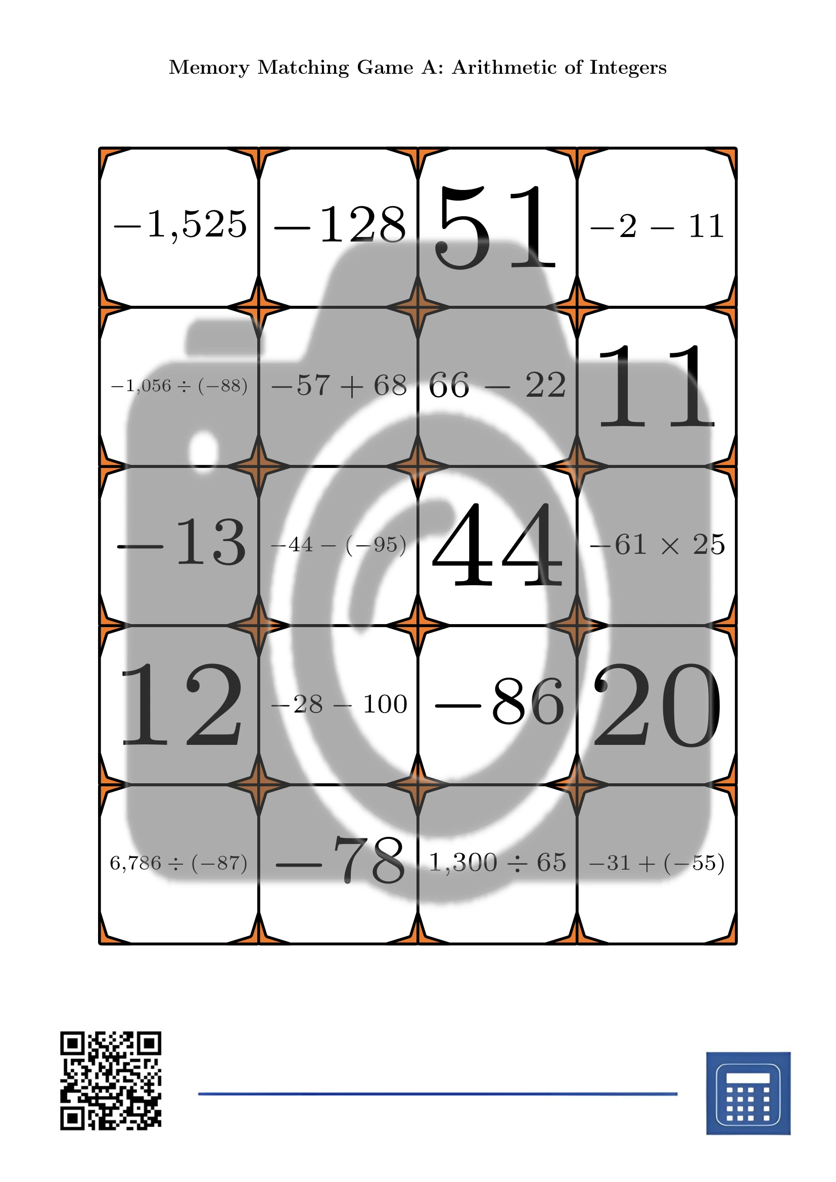 Memory matching game: Arithmetic of Integers - Image 2
