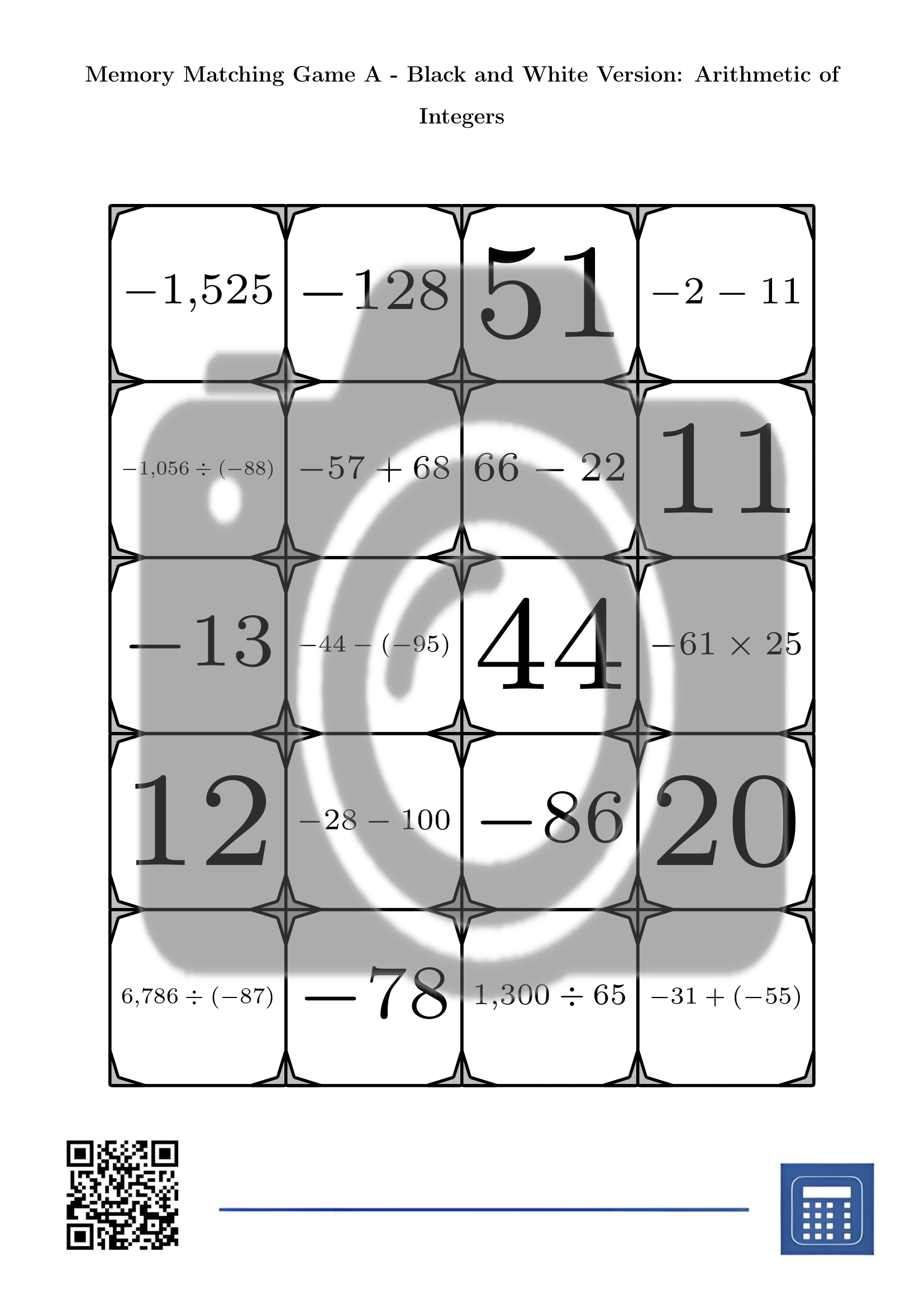 Memory matching game: Arithmetic of Integers - Image 3