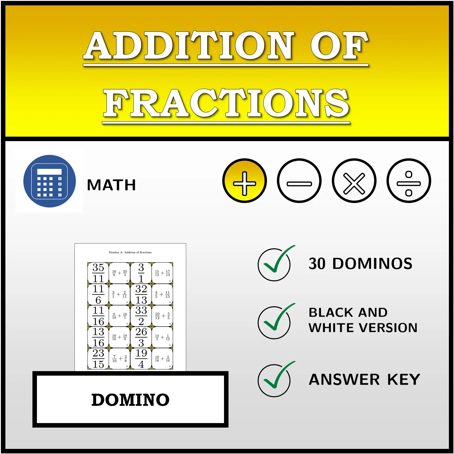 Domino: Addition of Fractions