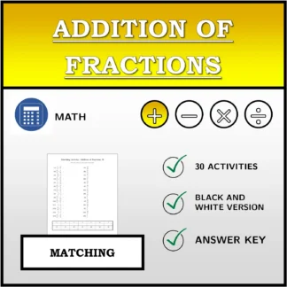 Matching activity: Addition of Fractions
